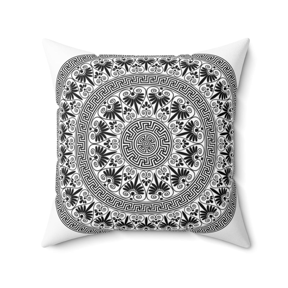 Decorative Throw Pillow Case, White and Black Geometric BOHO Pattern