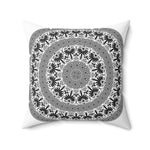 Decorative Throw Pillow Case, White and Black Geometric BOHO Pattern