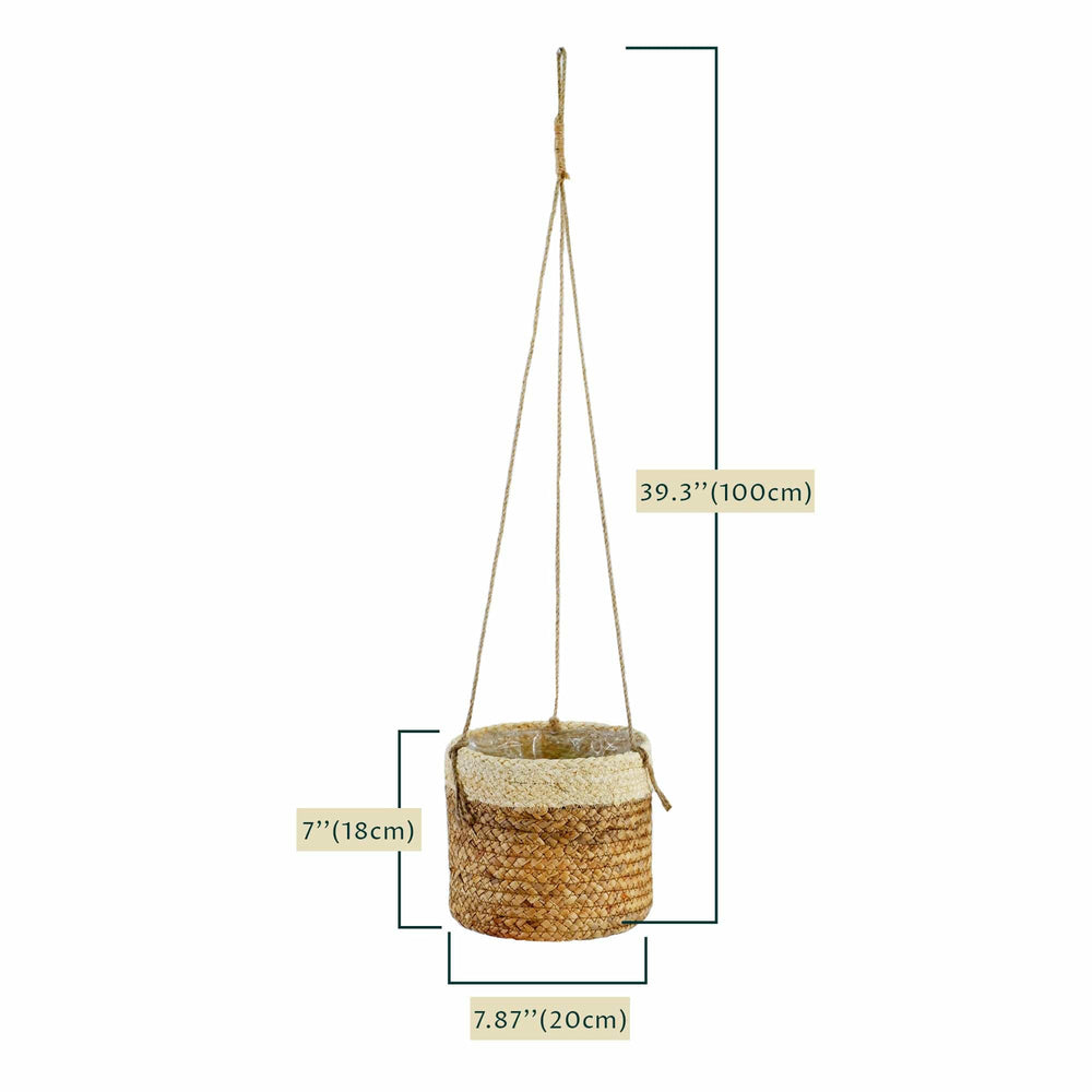 Oval Water Hyacinth Hanging Plant Holder | Rustic Plant Cover for Indoor, Outdoors, Balcony, Gardening