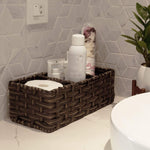 3-Section Rectangle Wicker Faux Rattan Basket