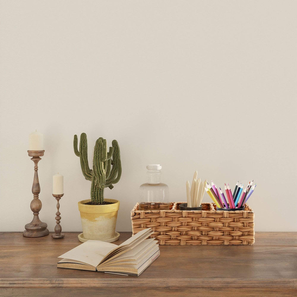 3-Section Rectangle Wicker Faux Rattan Basket