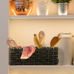 3-Section Rectangle Wicker Faux Rattan Basket