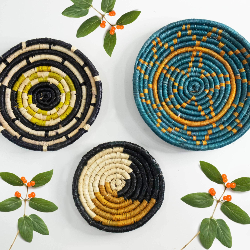 Seagrass Round Basket Set of 3 | Unique Farmhouse Wall Decor Tray for Wall Display or Home Decoration
