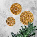 Seagrass Round Basket Set of 3 | Unique Farmhouse Wall Decor Tray for Wall Display or Home Decoration