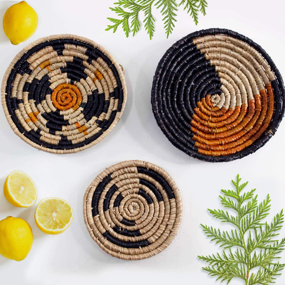 Seagrass Round Basket Set of 3 | Unique Farmhouse Wall Decor Tray for Wall Display or Home Decoration
