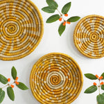 Seagrass Round Basket Set of 3 | Unique Farmhouse Wall Decor Tray for Wall Display or Home Decoration