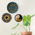 Seagrass Round Basket Set of 3 | Unique Farmhouse Wall Decor Tray for Wall Display or Home Decoration