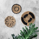 Seagrass Round Basket Set of 3 | Unique Farmhouse Wall Decor Tray for Wall Display or Home Decoration