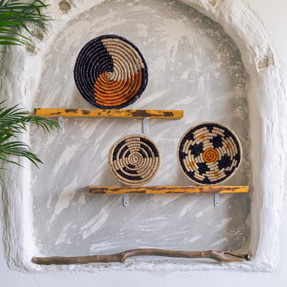 Seagrass Round Basket Set of 3 | Unique Farmhouse Wall Decor Tray for Wall Display or Home Decoration