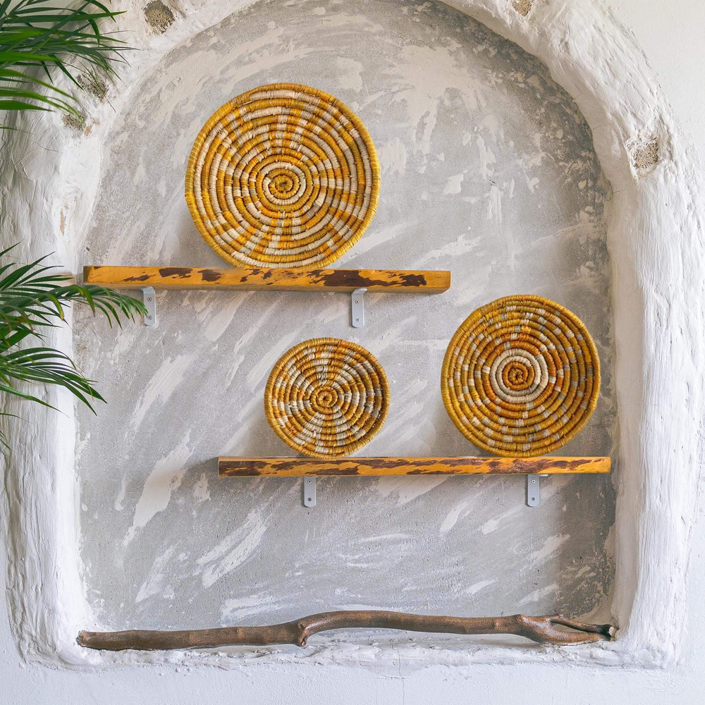 Seagrass Round Basket Set of 3 | Unique Farmhouse Wall Decor Tray for Wall Display or Home Decoration