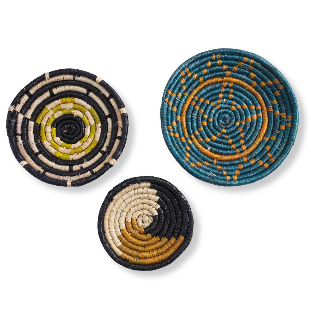 Seagrass Round Basket Set of 3 | Unique Farmhouse Wall Decor Tray for Wall Display or Home Decoration