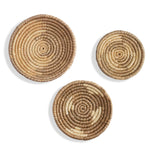 Seagrass Round Basket Set of 3 | Unique Farmhouse Wall Decor Tray for Wall Display or Home Decoration