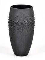 Handpainted Black Glass Vase | Painted Art Glass Oval Vase | Interior Design Home Room Decor | Table vase 12 inch