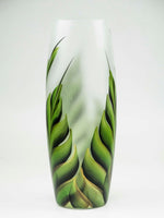 Tropical leaves | Ikebana Floor Vase | Large Handpainted Glass Vase for Flowers | Room Decor | Floor Vase 16 inch