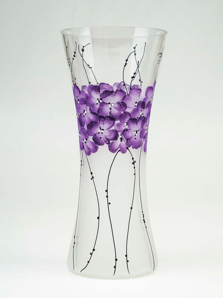 Handpainted Glass Vase | Painted Art Glass Vase | Interior Design Home Decor | Table vase 12 inch