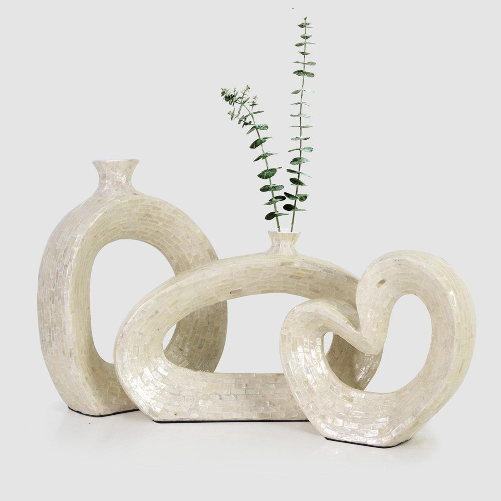 Mosaic Vase - Elegant Design Mother of Pearl Inlay Statue Vase | Gifts for Friends and Family, Weddings, Desktop Center Vases, Decorative Dried Flower Vase