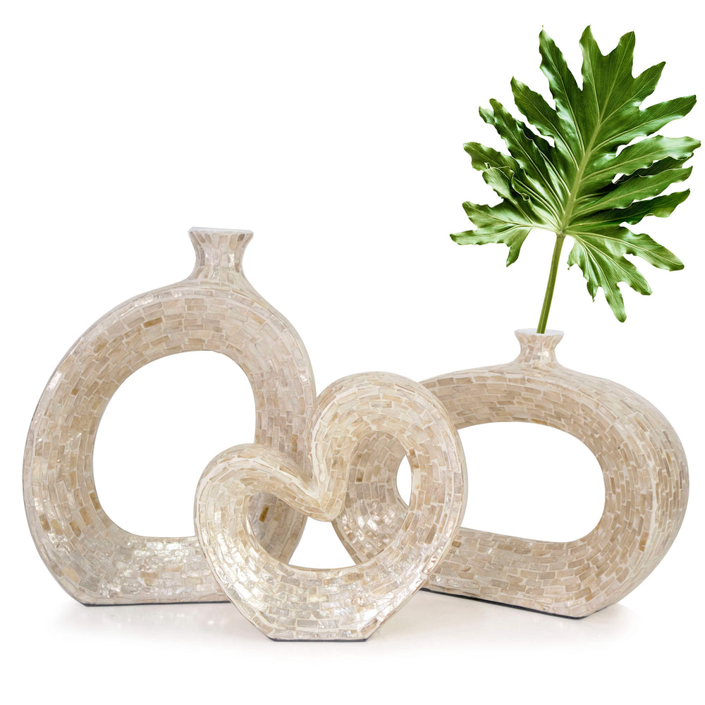 Mosaic Vase - Elegant Design Mother of Pearl Inlay Statue Vase | Gifts for Friends and Family, Weddings, Desktop Center Vases, Decorative Dried Flower Vase
