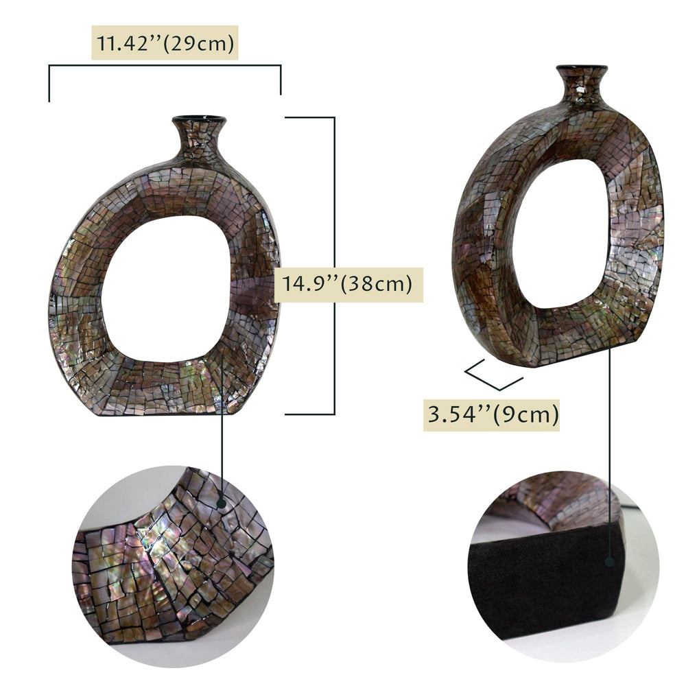 Mosaic Vase - Elegant Design Mother of Pearl Inlay Statue Vase | Gifts for Friends and Family, Weddings, Desktop Center Vases, Decorative Dried Flower Vase