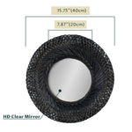 Bamboo Woven Wall Mirror | Natural Bohemian Hanging Glass Decor, Rustic Handwoven Innovative Art Decoration Round Makeup Mirror