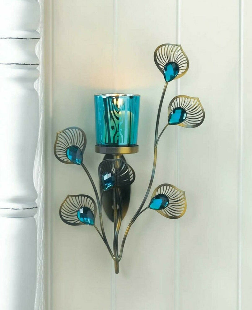 Peacock-Inspired Candle Sconce