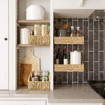 Set 2 Rectangular Sloped Cut Closet Storage Baskets Bins for Shelves, Woven Wicker Organizing Shelf Organizer Bins