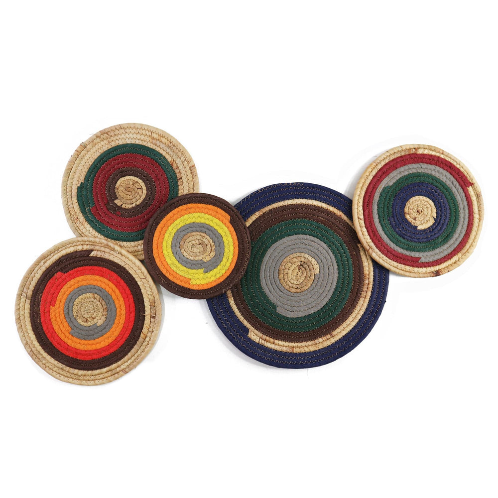 Set 5 Seagrass Hanging Wall Decor Basket, Round Handwoven Room Decor Basket for Boho, Scandinavian, Farmhouse Home Decor - Alternative Placemats