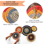 Set 5 Seagrass Hanging Wall Decor Basket, Round Handwoven Room Decor Basket for Boho, Scandinavian, Farmhouse Home Decor - Alternative Placemats