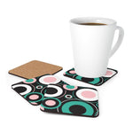 Corkwood Coaster Set - 4 Pieces / Black and Green Circular