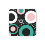 Corkwood Coaster Set - 4 Pieces / Black and Green Circular