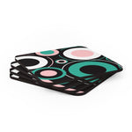 Corkwood Coaster Set - 4 Pieces / Black and Green Circular
