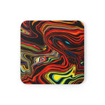 Corkwood Coaster Set - 4 Pieces, Multicolor Marble Print
