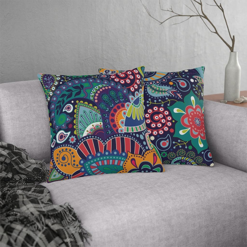 Indoor or Outdoor Throw Pillow, Blue Floral
