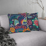 Indoor or Outdoor Throw Pillow, Blue Floral