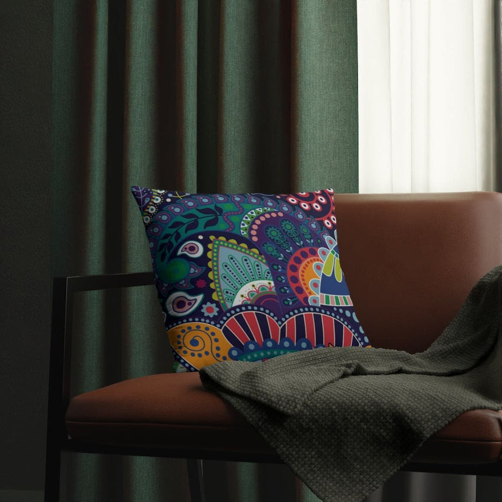 Indoor or Outdoor Throw Pillow, Blue Floral
