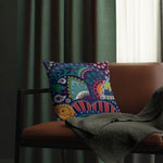 Indoor or Outdoor Throw Pillow, Blue Floral