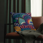 Indoor or Outdoor Throw Pillow, Blue Floral
