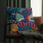 Indoor or Outdoor Throw Pillow, Blue Floral