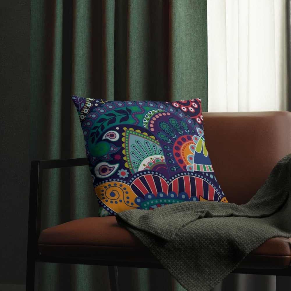 Indoor or Outdoor Throw Pillow, Blue Floral