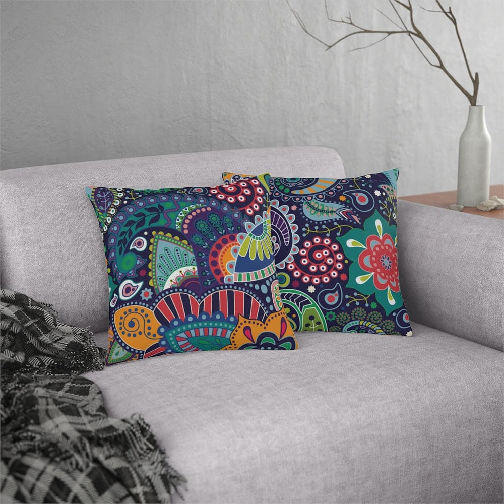 Indoor or Outdoor Throw Pillow, Blue Floral