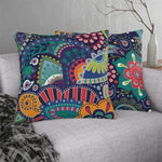 Indoor or Outdoor Throw Pillow, Blue Floral