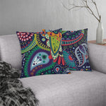 Indoor or Outdoor Throw Pillow, Blue Floral - S2