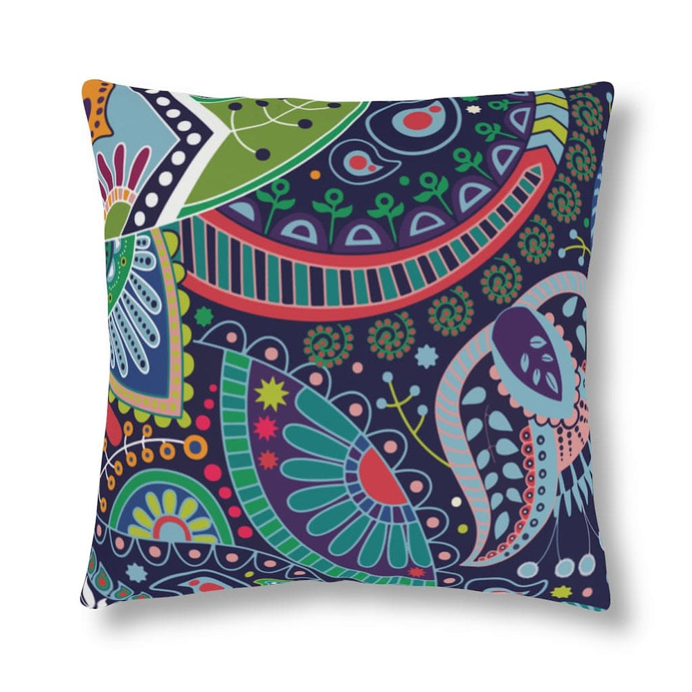 Indoor or Outdoor Throw Pillow, Blue Floral - S2