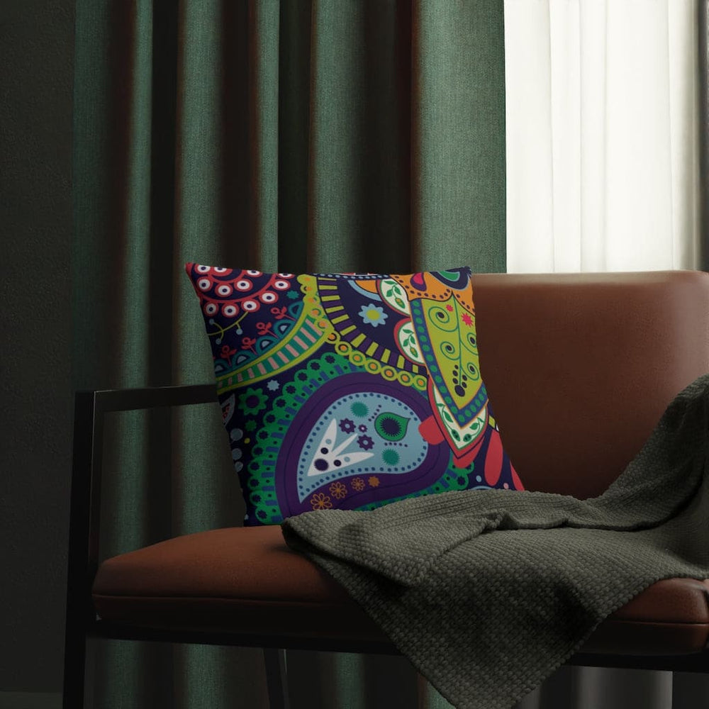 Indoor or Outdoor Throw Pillow, Blue Floral - S2
