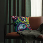 Indoor or Outdoor Throw Pillow, Blue Floral - S2