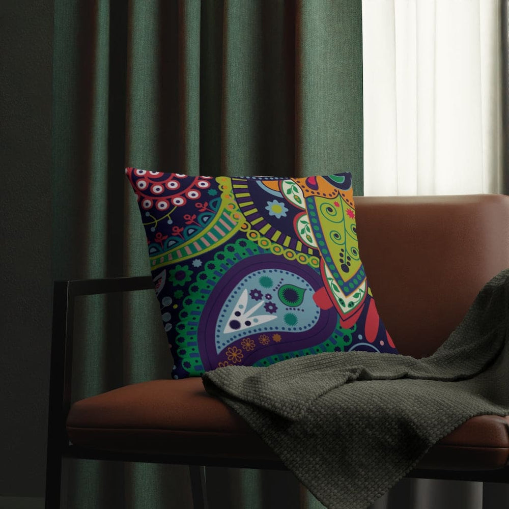 Indoor or Outdoor Throw Pillow, Blue Floral - S2