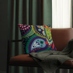 Indoor or Outdoor Throw Pillow, Blue Floral - S2