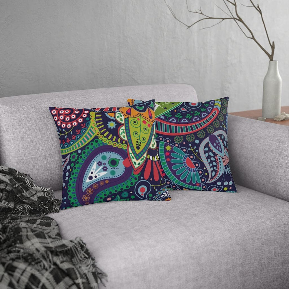 Indoor or Outdoor Throw Pillow, Blue Floral - S2