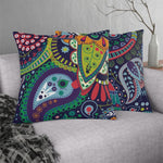 Indoor or Outdoor Throw Pillow, Blue Floral - S2