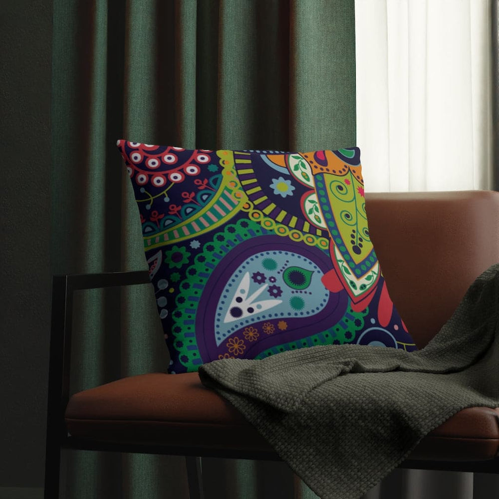 Indoor or Outdoor Throw Pillow, Blue Floral - S2