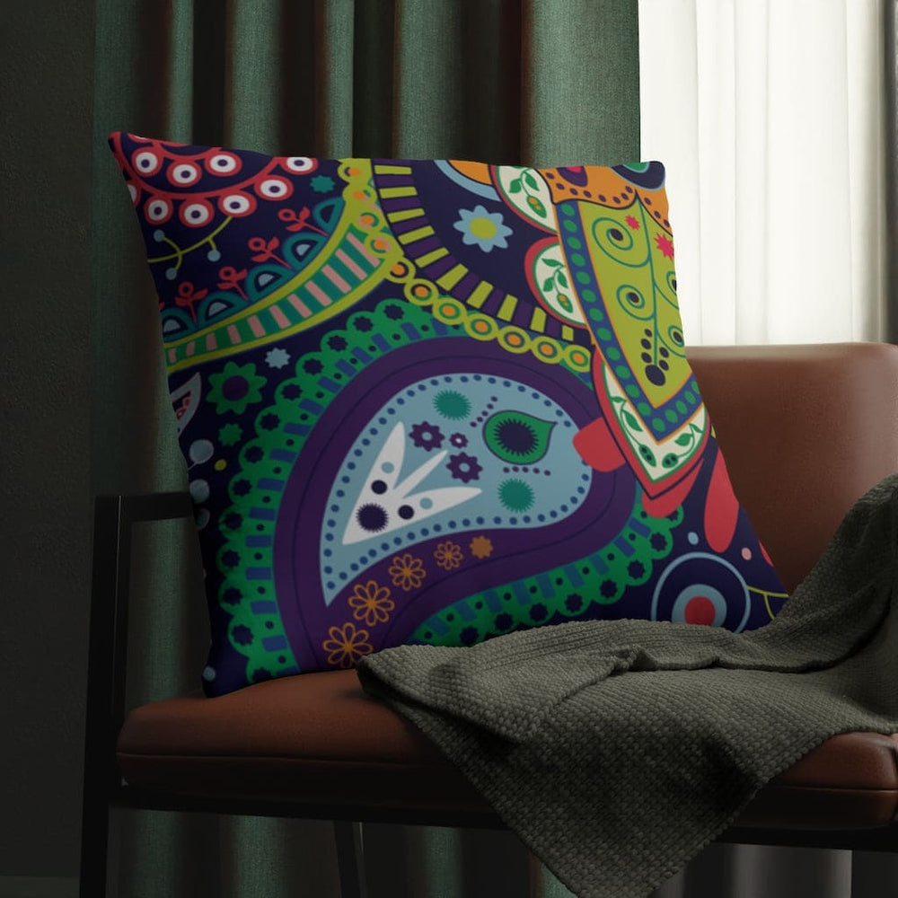 Indoor or Outdoor Throw Pillow, Blue Floral - S2